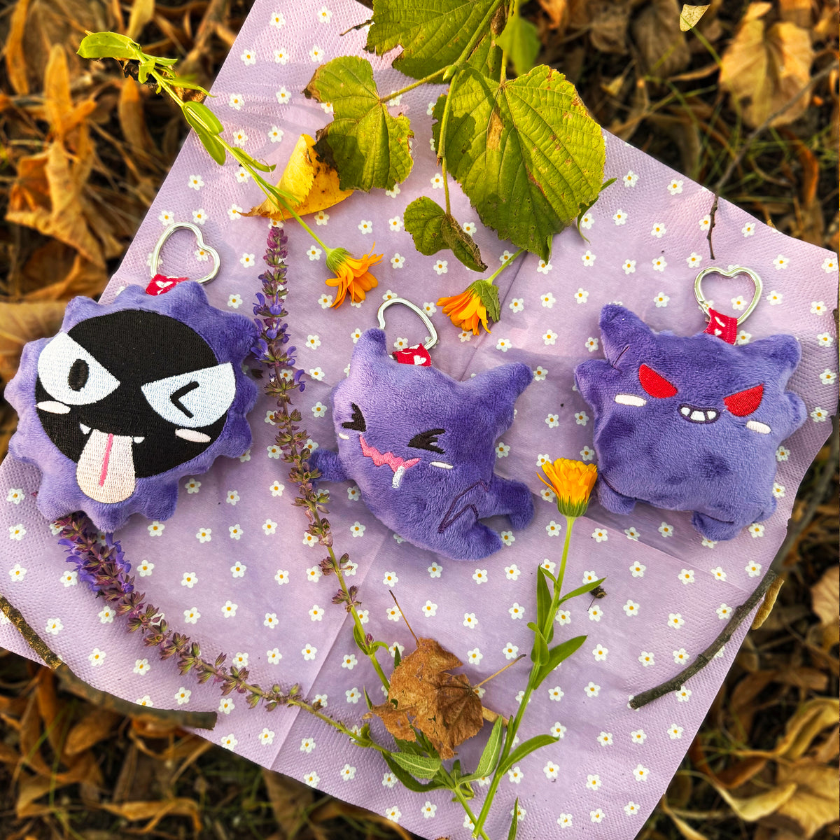Gastly Haunter Gengar pokemon handamde breloczek