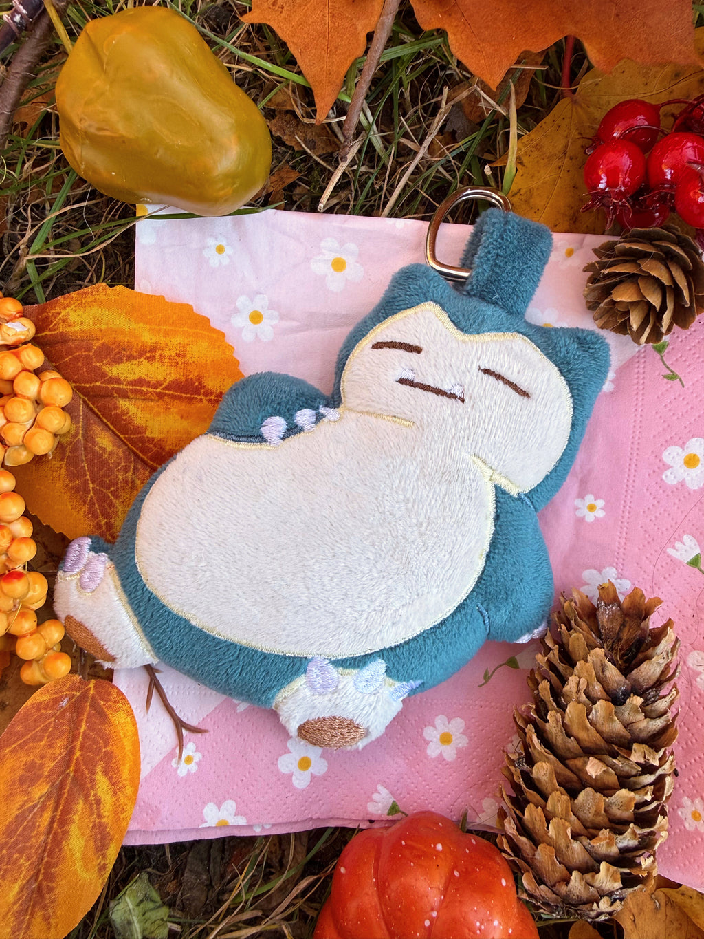 Snorlax/Mosslax pokemon handmade breloczki pluszowe